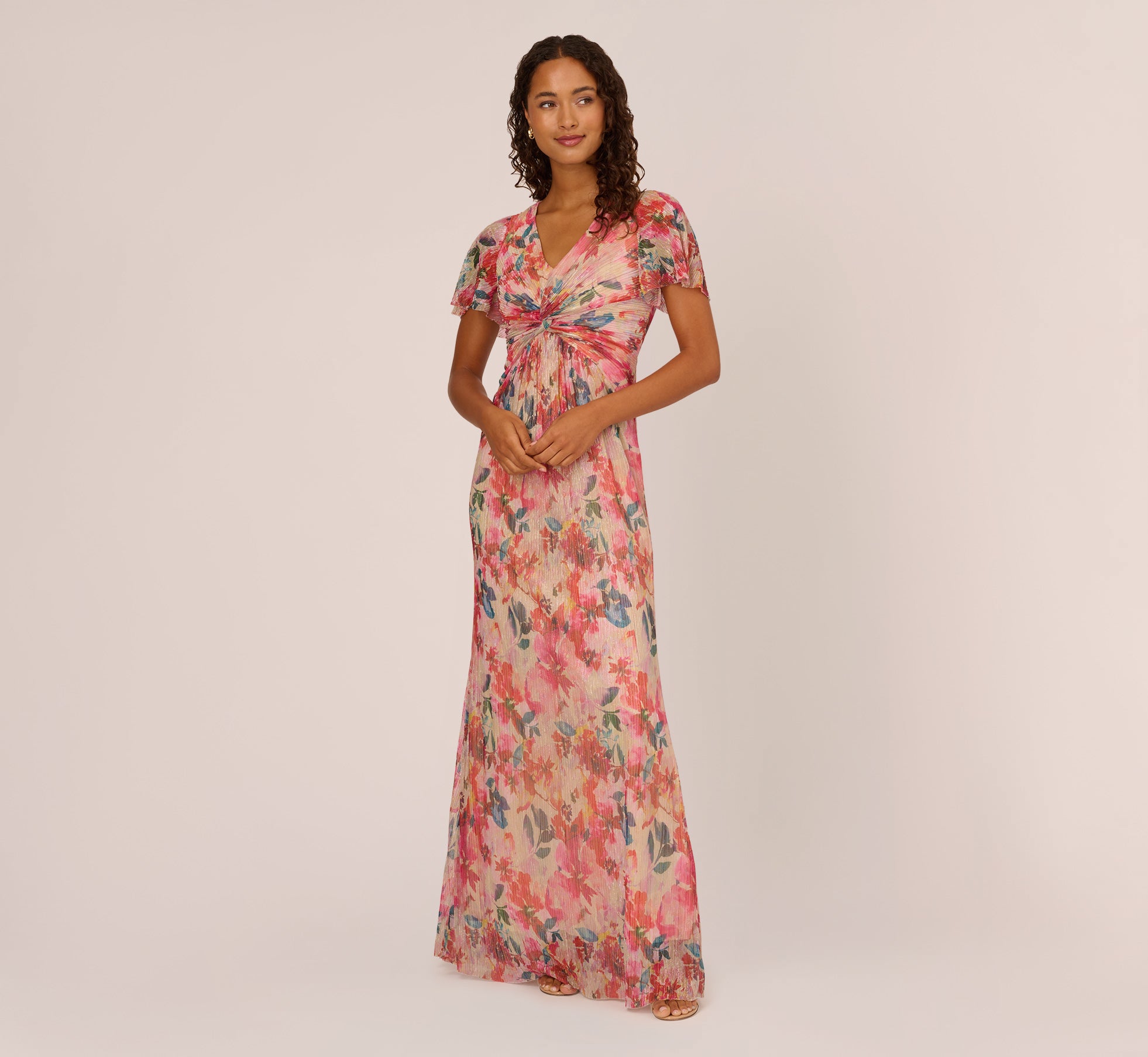 Plus Size Floral Print Half Sleeve V Neck Maxi Dress Women's - Temu